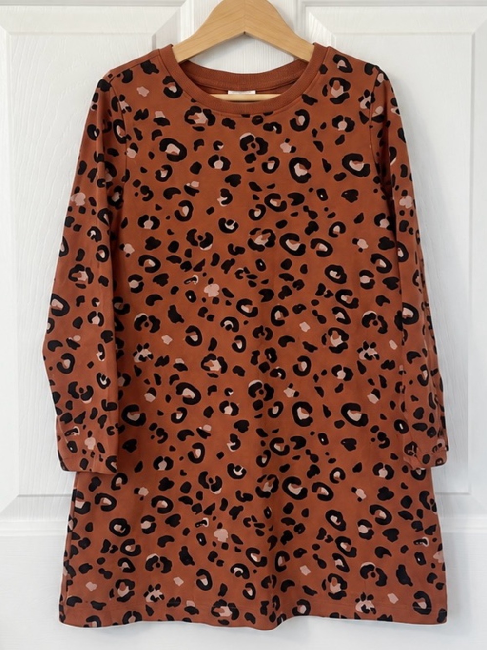 Hanna Andersson Leopard Print Long Sleeve Dress - Girls Size 6-7